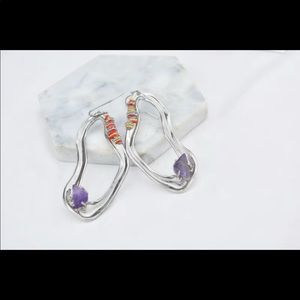 alexis bittar purple stone hoop earrings